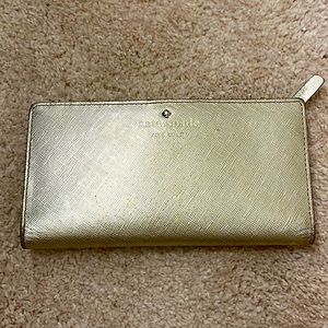 Kate Spade Wallet Gold Leather Snap Close